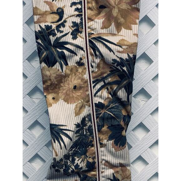 25P Chino by Anthropologie Tropical Bird Pants Dress Stripe Tan Relaxed Stretch - Picture 2 of 16